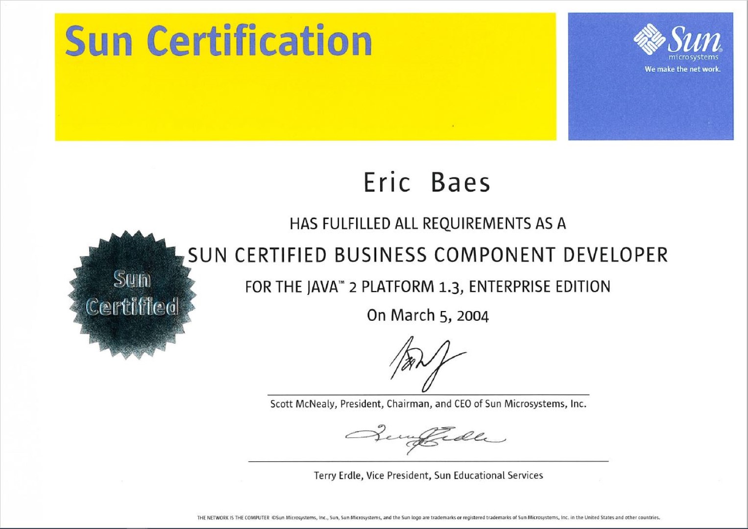 2004 - Sun Microsystems - SCBCD - (J2EE) Sun Certified Business Component Developer