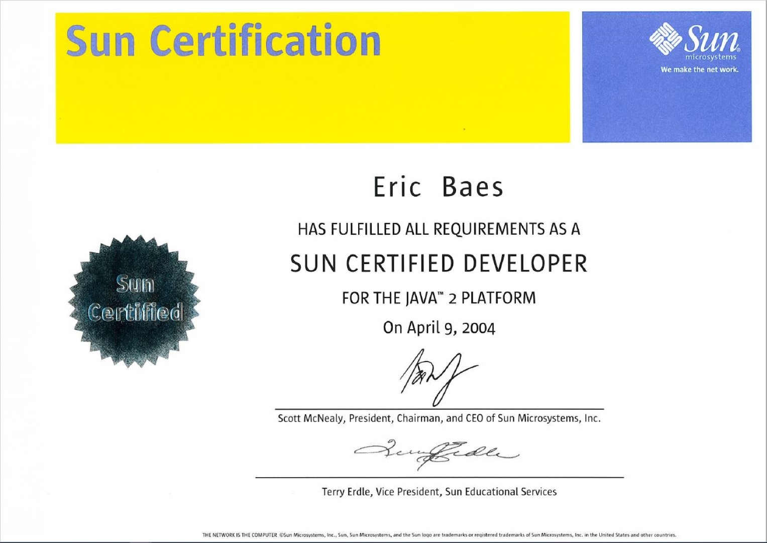 2004 - Sun Microsystems - SCJD - (J2SE) Sun Certified Java Developer