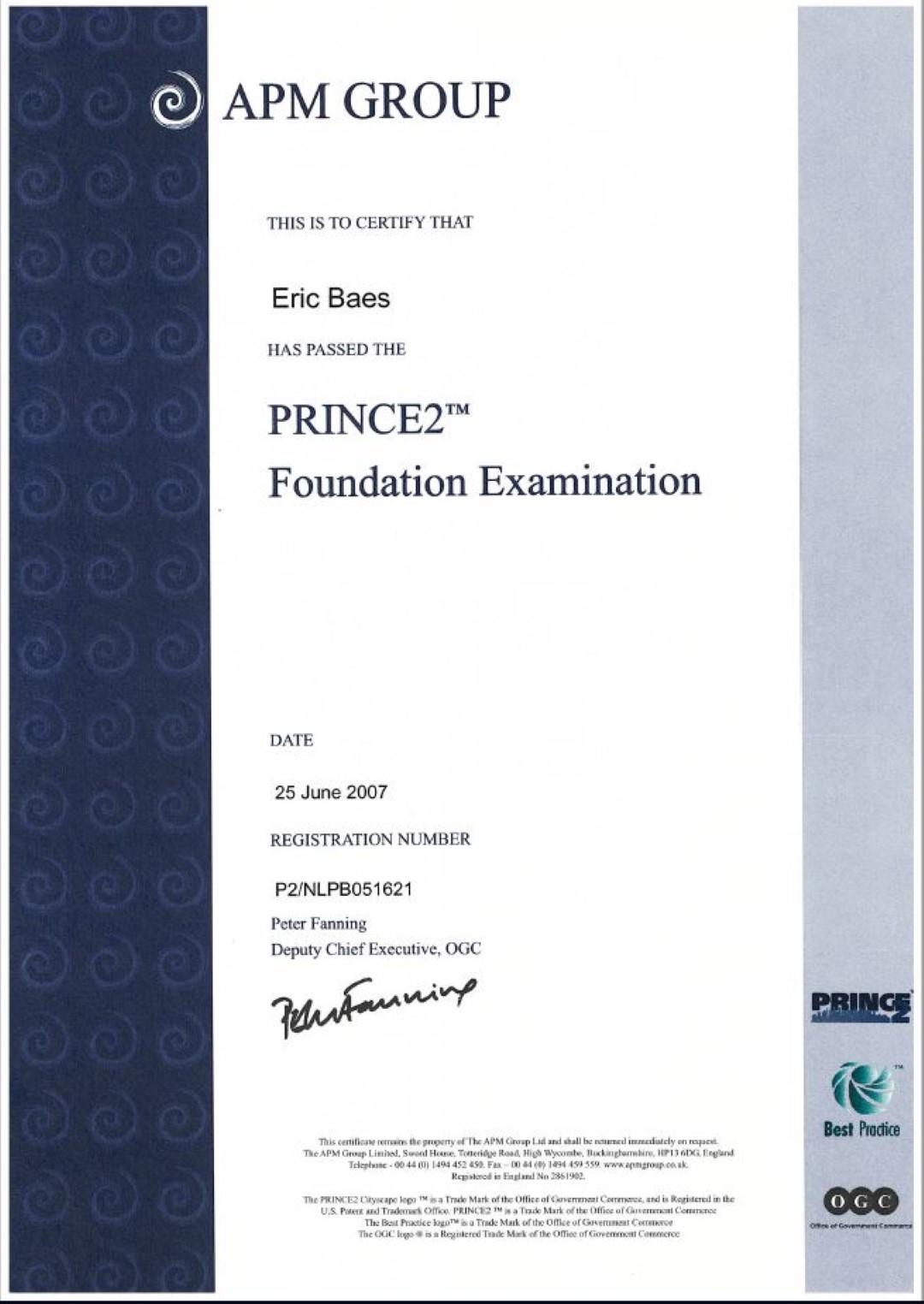 2007 - Axelos (OGC) - PRINCE2 - PRINCE2 Foundation