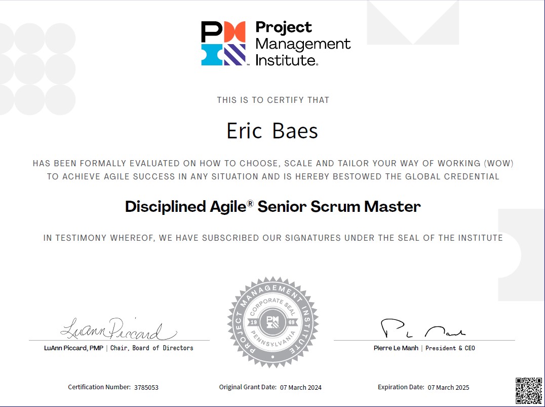 2024 - PMI - DASSM - Disciplined Agile Senior Scrum Master